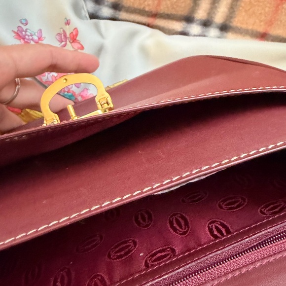 ❤️Elegant Cartier All
 Leather Burgundy Shoulder Bag❤️ Authentic - Picture 12 of 17